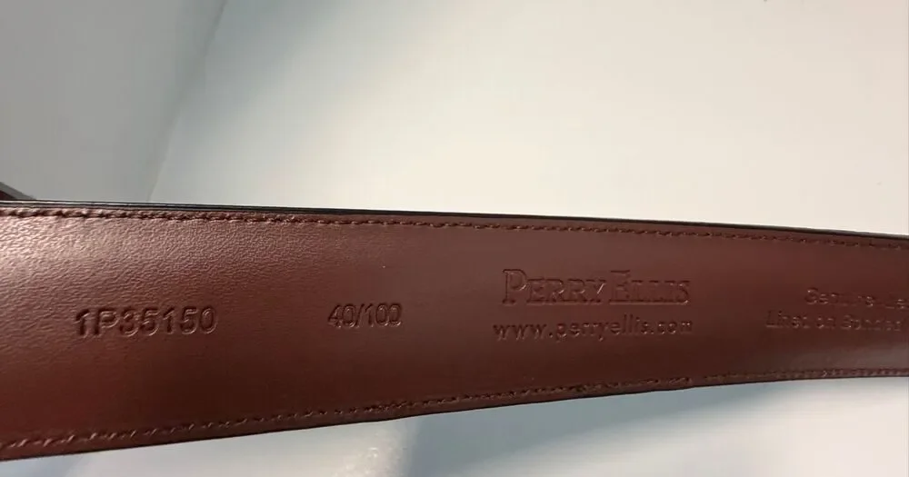 Perry Ellis Black Leather Belt Mens Size 46